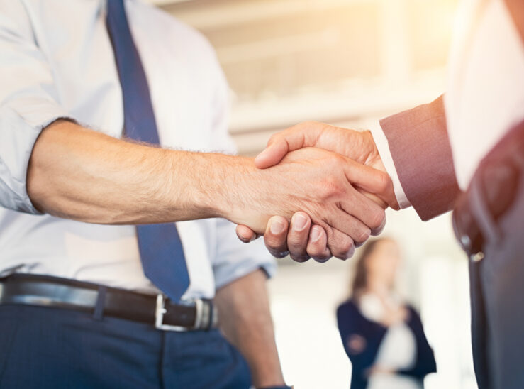 Two business men shaking hands